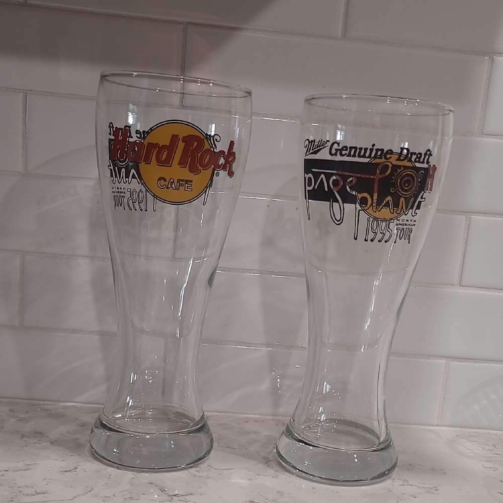 Robert Plant Jimmy Page Hard Rock Cafe Glass Set with Logo